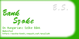 bank szoke business card